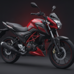 New Bajaj Pulsar 125 and 150 style motorcycle in a studio three-quarter view