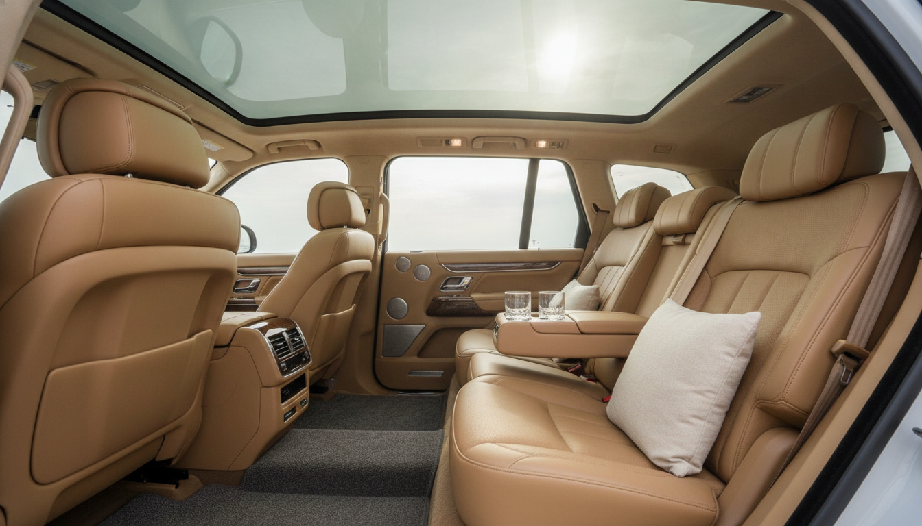BMW X1 LWB rear seat with generous legroom and tan leather upholstery