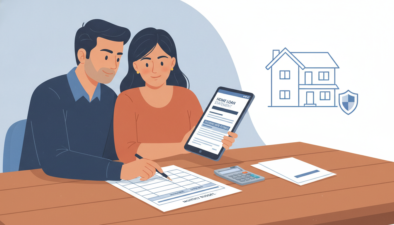 Household reviewing a floating-rate home loan budget