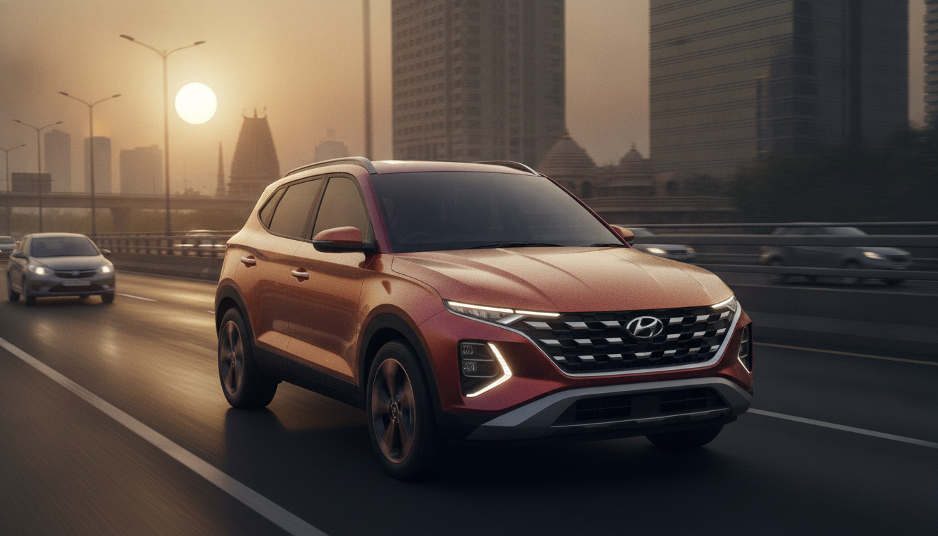 Hyundai Bayon-based midsize SUV prototype on an Indian expressway