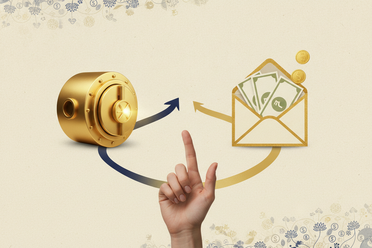 Gold investment decision concept showing the choice between holding and redeeming a Sovereign Gold Bond