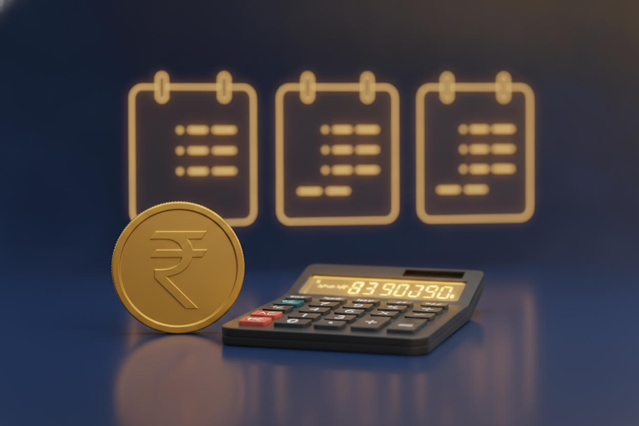Gold coin and calculator illustrating the three-day average used for SGB redemption pricing