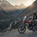 Royal Enfield Himalayan 440 style adventure motorcycle in the Himalayas
