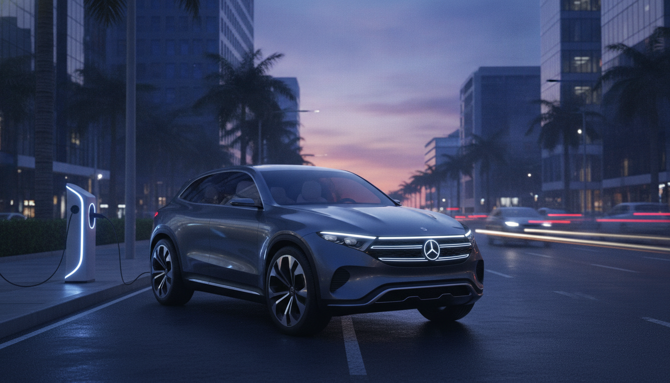 Mercedes-Benz GLC Electric premium SUV on an Indian city road
