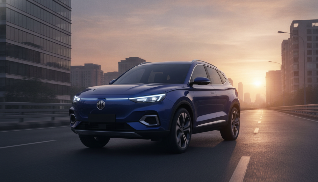 MG Hector Tomahawk seven-seat electric SUV on an Indian expressway