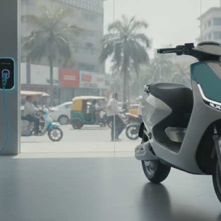 VinFast electric scooter India 2026 in a modern city setting