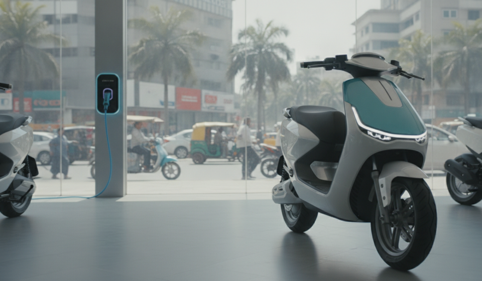 VinFast electric scooter India 2026 in a modern city setting