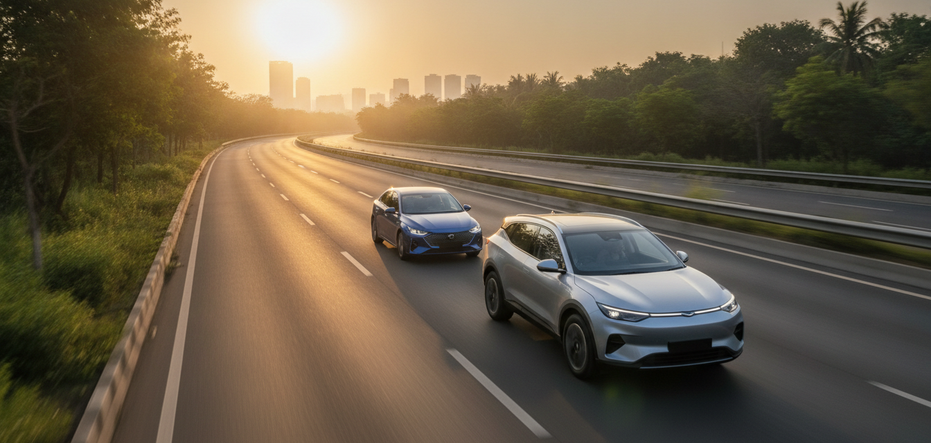 India CAFE III rules with electric and hybrid cars on an expressway
