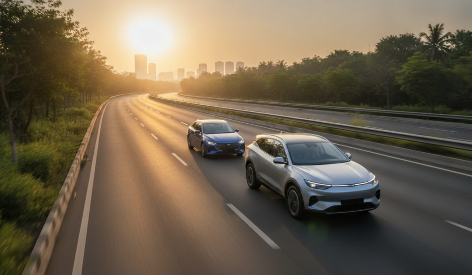India CAFE III rules with electric and hybrid cars on an expressway
